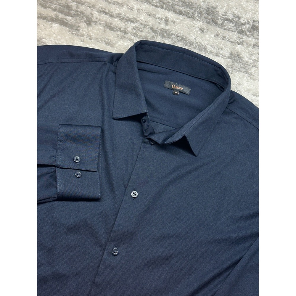 Quince Button Down Mens XL Navy Commuter Stretch Pique Long Sleeve LB51734